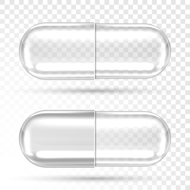 Free vector vector empty transparent pill capsules