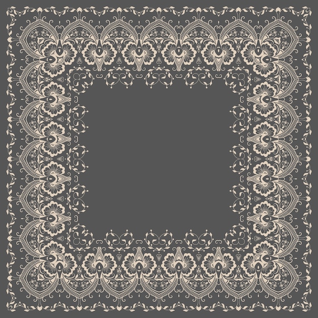 Vector fine floral square frame. Decorative element for invitations and cards. Border element