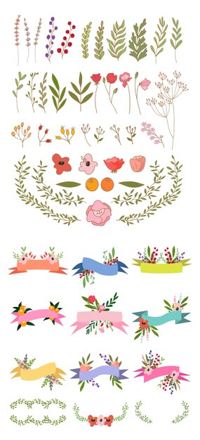 Vector of floral banner set