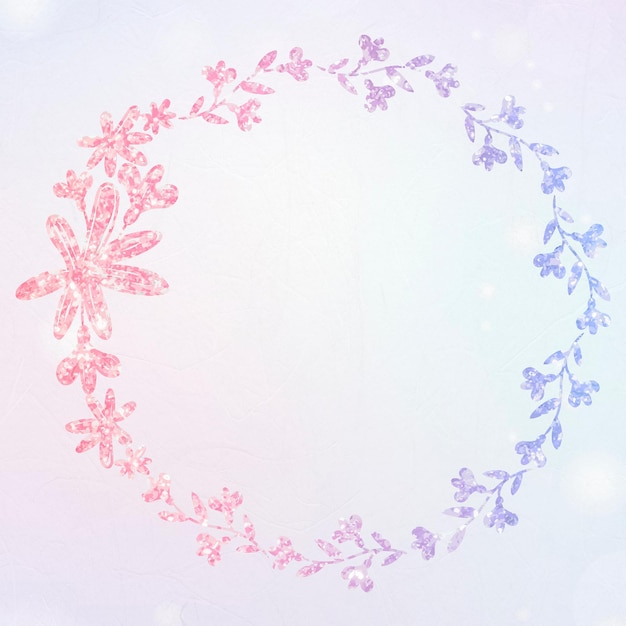 Vector floral wreath glitter border