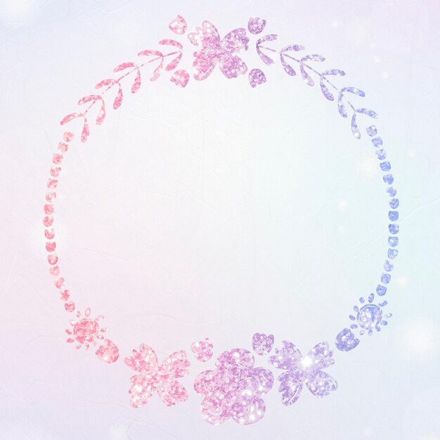 Vector floral wreath glitter border