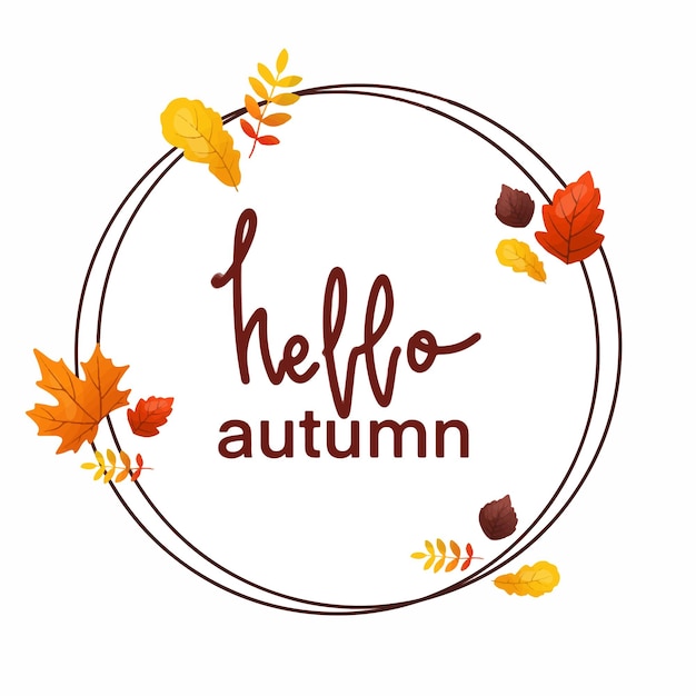 Vector Frame Circle Autumn Leaves Background Pattern