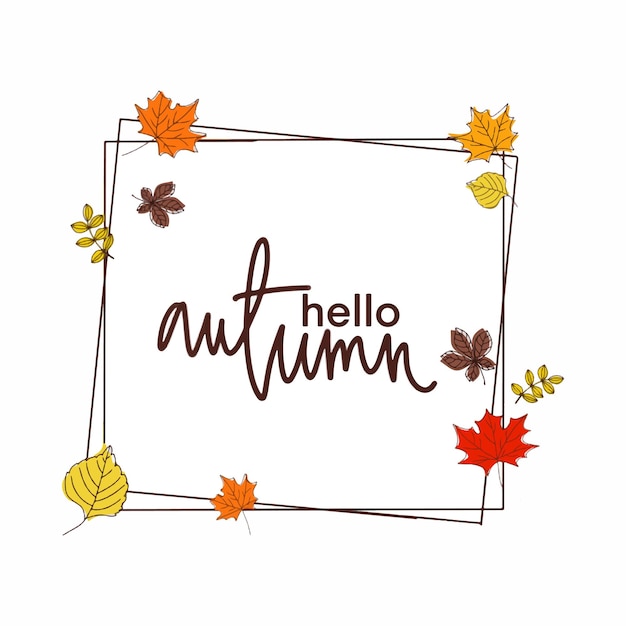 Vector Frame Square Autumn Leaves Background Pattern