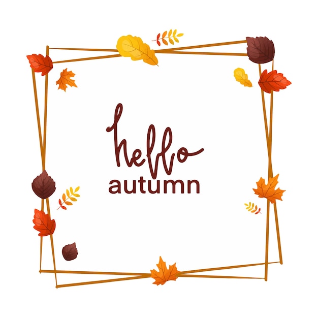 Free vector vector frame square autumn leaves background pattern