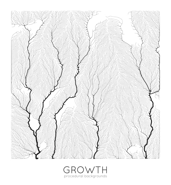 Free Vector vector generative branch growth pattern square texture lichen like organic structure with veins monocrome square biological net of vessels