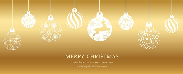 Vector Gold Background Illustration With Christmas Balls And Text Space.