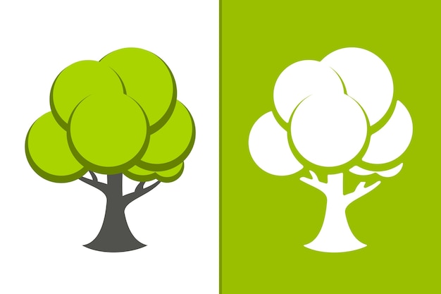 Vector Green Tree and white tree icon Illustration