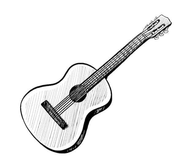 Vector hand drawn icon Guitarra Isolated on white background