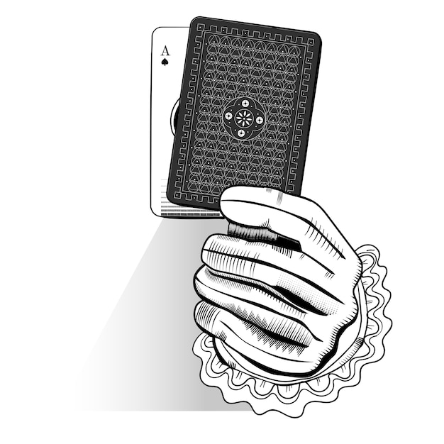 Vector of hand holding random playing card