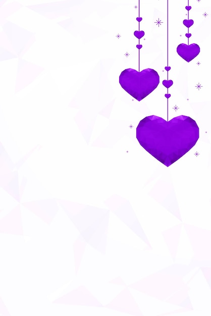 Free Vector vector hanging purple hearts prism pattern background