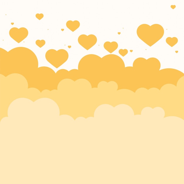 Free Vector vector heart above cloud pastel yellow background