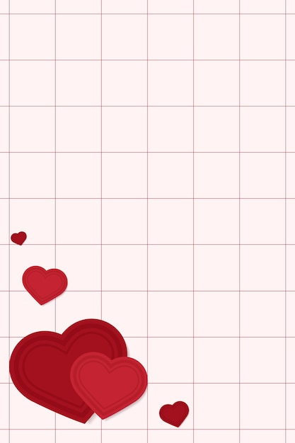 Free Vector vector heart corner border grid pattern red background