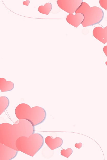 Vector heart  decorated border pink background