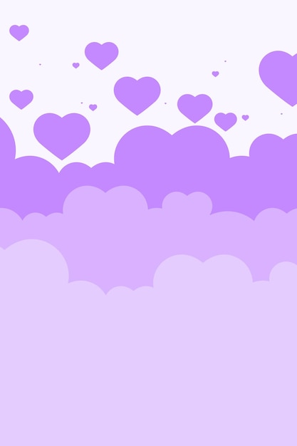 Free vector vector heart pastel purple background cloud pattern