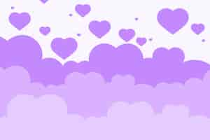 Free vector vector heart pastel purple background cloud pattern