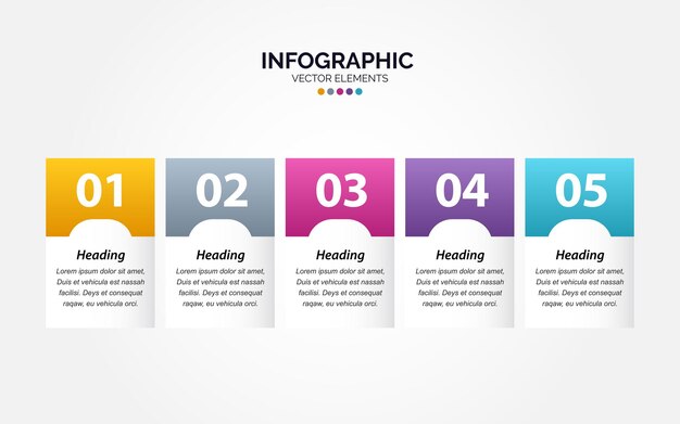 Vector Horizontal Infographic label design template with icons and 5 options or steps Can be used for process diagram presentations workflow layout banner flow chart info graph