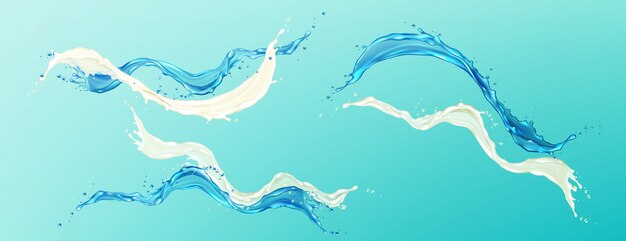 Vector horizontal splash of water and white cream