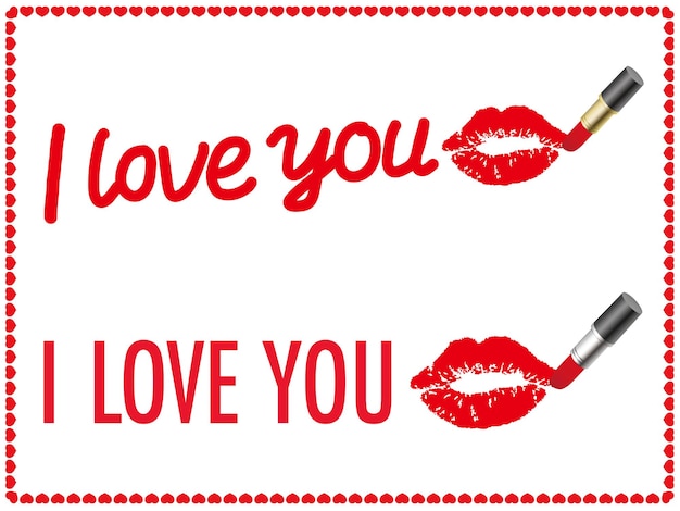 Free Vector vector - i love you - message set drawn with lipsticks isolated on a white background.