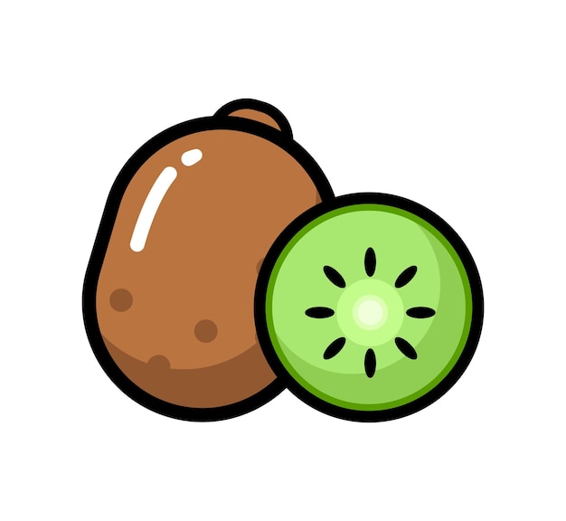 Vector icon illustration. Colorful kiwi. Isolated on white background.