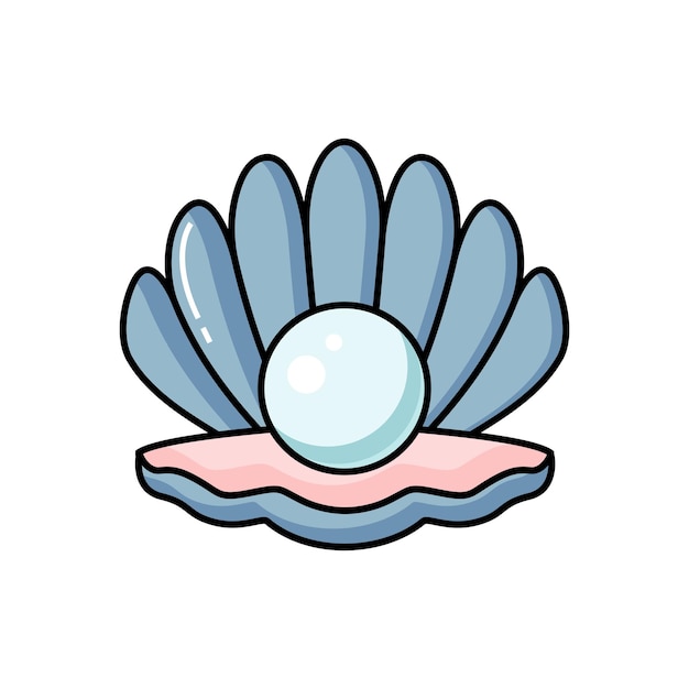 Free Vector vector icon illustration. colorful seashell with pearl.