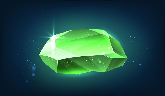 Vector icon illustration. Green specious stone emerald, magic crystal.