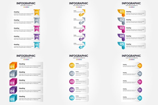 Vector illustration 5 Steps infographics Flat design set for advertising brochure flyer and magazine Pack of 2637