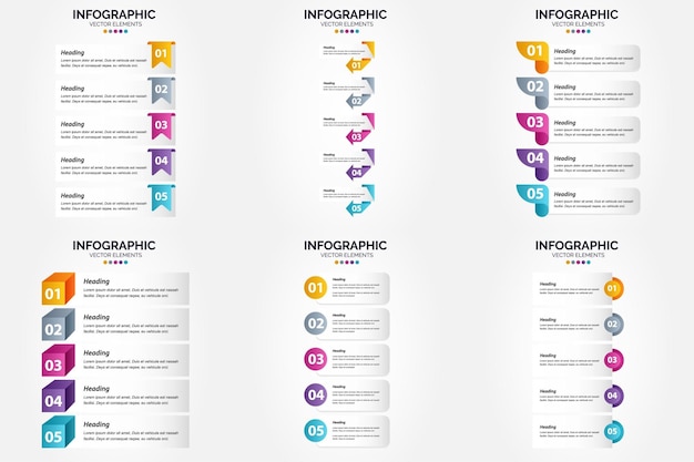 Vector illustration 5 Steps infographics Flat design set for advertising brochure flyer and magazine Pack of 2637