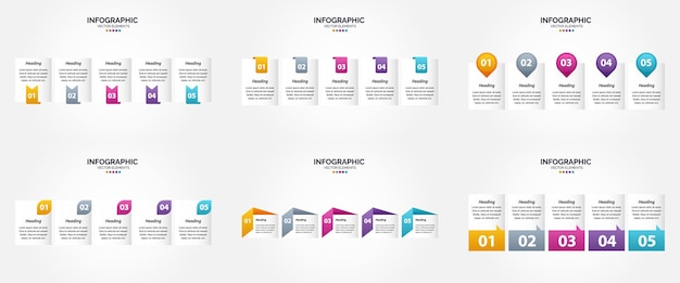 Free Vector vector illustration 5 steps infographics flat design set for advertising brochure flyer and magazine pack of 352