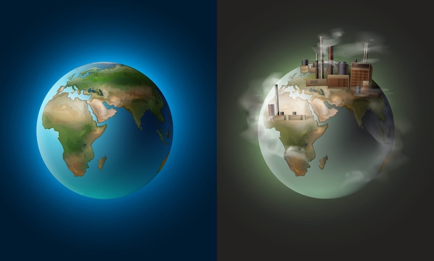 Vector illustration concept ecological clean planet against pollution environmental