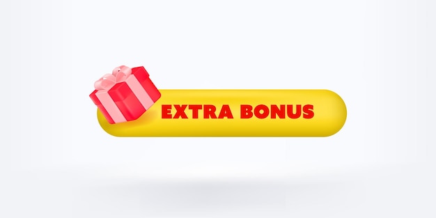 Vector Illustration Extra Bonus Label with red gift box. Modern yellow Web Banner.