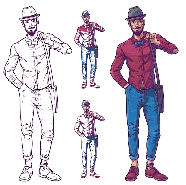 Vector illustration of a fashionable guy