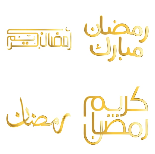 Free Vector vector illustration of golden ramadan kareem wishes for muslim celebrations