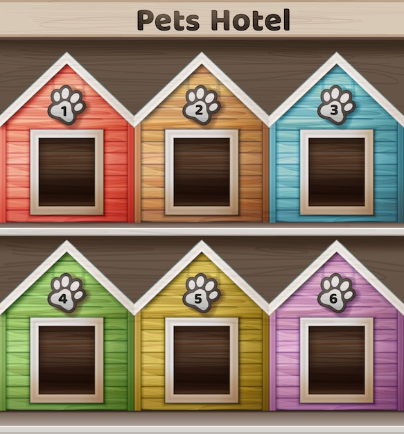 Free vector vector illustration of hotel for pets, colored doghouse isolated on background