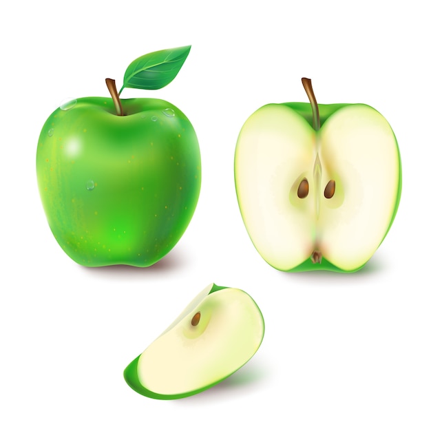 Vector illustration of a juicy green apple.