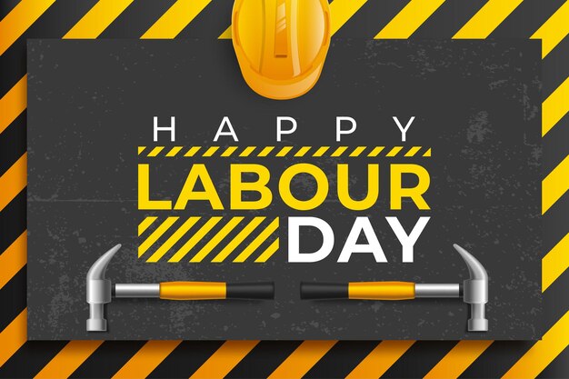 Vector illustration of Labour Day poster with building tools