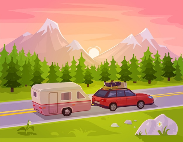 Free vector vector illustration of a mountain landscape