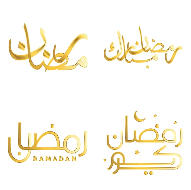 Free Vector vector illustration of ramadan kareem wishes greetings with golden calligraphy