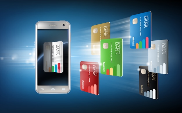 Vector illustration in a realistic style the concept of mobile payments using the application on your smartphone.