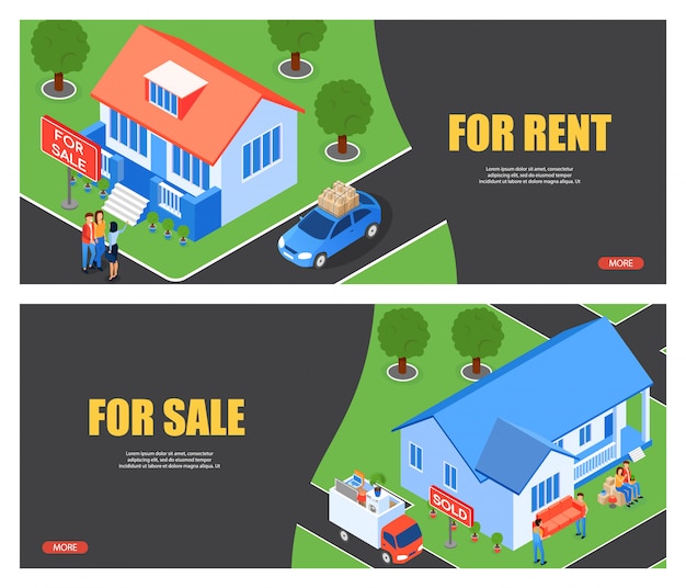 Vector Illustration for Rent and for Sale Flat.