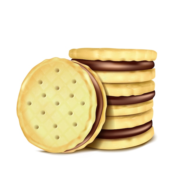 Free Vector vector illustration of several sandwich-cookies with chocolate filling.