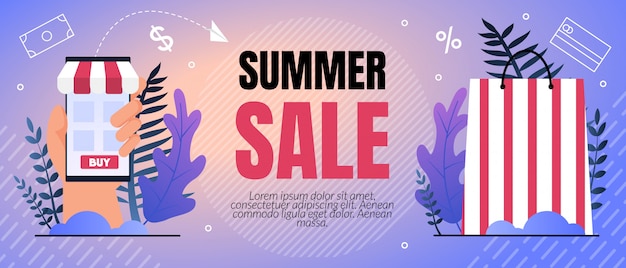 Vector Illustration Summer Sale Percent Lettering.