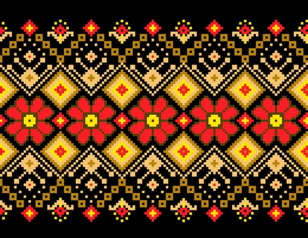 Free Vector vector illustration of ukrainian folk seamless pattern ornament. ethnic ornament. border element. traditional ukrainian, belarusian folk art knitted embroidery pattern - vyshyvanka