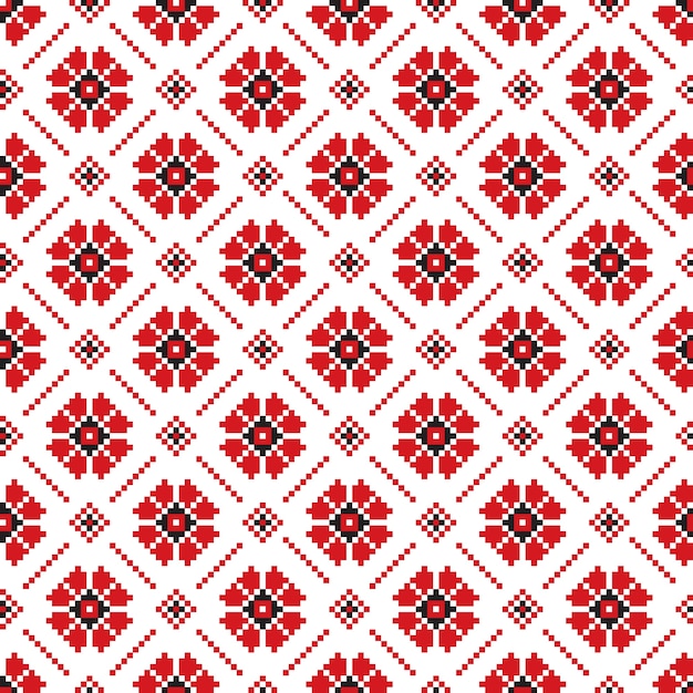 Free Vector vector illustration of ukrainian folk seamless pattern ornament. ethnic ornament. border element. traditional ukrainian, belarusian folk art knitted embroidery pattern - vyshyvanka