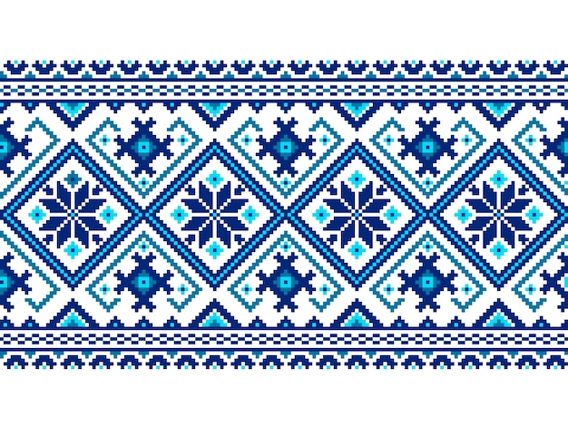 Vector illustration of Ukrainian folk seamless pattern ornament. Ethnic ornament. Border element. Traditional Ukrainian, Belarusian folk art knitted embroidery pattern - Vyshyvanka