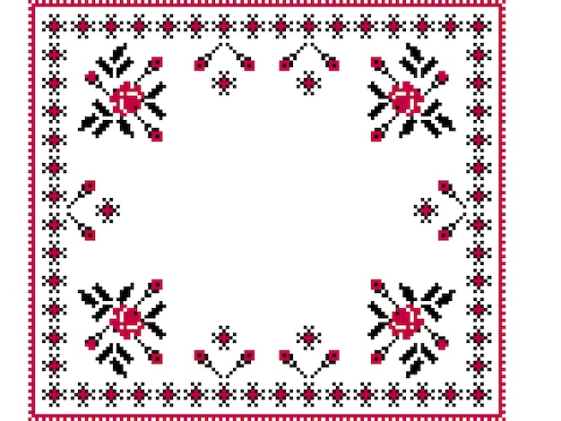 Vector illustration of Ukrainian folk seamless pattern ornament. Ethnic ornament. Border element. Traditional Ukrainian, Belarusian folk art knitted embroidery pattern - Vyshyvanka