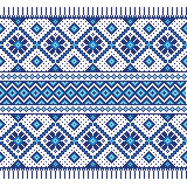 Vector illustration of Ukrainian folk seamless pattern ornament. Ethnic ornament. Border element. Traditional Ukrainian, Belarusian folk art knitted embroidery pattern - Vyshyvanka