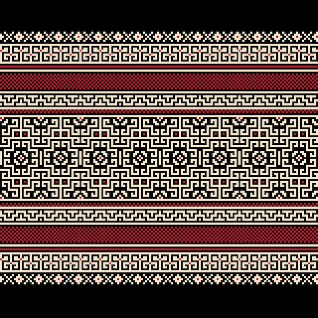 Vector illustration of Ukrainian folk seamless pattern ornament. Ethnic ornament. Border element. Traditional Ukrainian, Belarusian folk art knitted embroidery pattern - Vyshyvanka