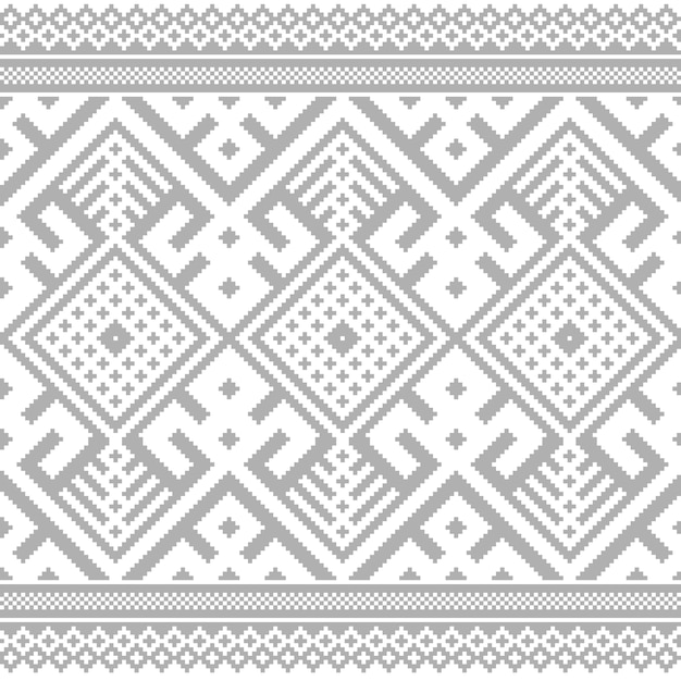 Vector illustration of Ukrainian folk seamless pattern ornament. Ethnic ornament. Border element. Traditional Ukrainian, Belarusian folk art knitted embroidery pattern - Vyshyvanka