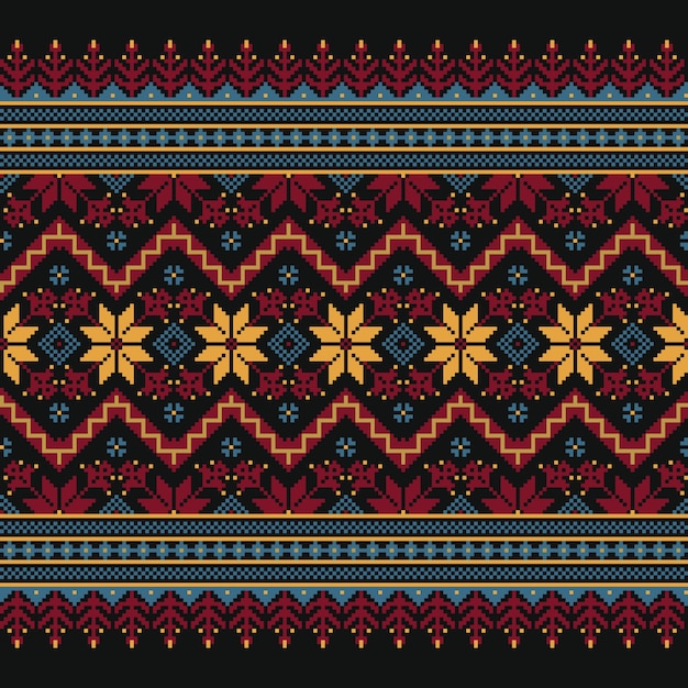 Free Vector vector illustration of ukrainian folk seamless pattern ornament. ethnic ornament. border element. traditional ukrainian, belarusian folk art knitted embroidery pattern - vyshyvanka