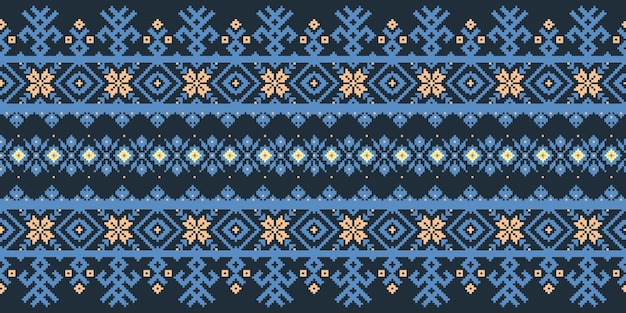 Free Vector vector illustration of ukrainian folk seamless pattern ornament ethnic ornament border element traditional ukrainian belarusian folk art knitted embroidery pattern vyshyvanka